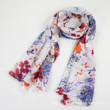 China Scarf Factory Cotton Voile Flower Scarf